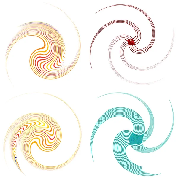 Conjunto Anéis Cíclicos Coloridos Multicoloridos Monocromáticos Ciclo Concêntrico Espirais Giradas — Vetor de Stock