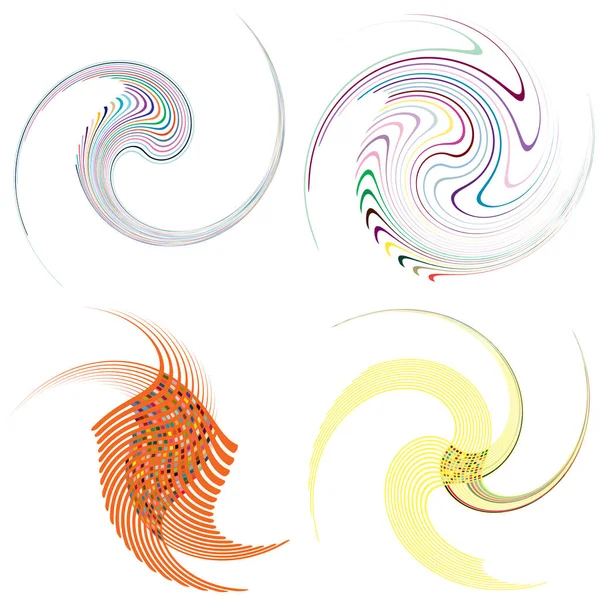 Conjunto Moteado Multicolor Espiral Colores Remolino Formas Giro Vórtice Forma — Vector de stock