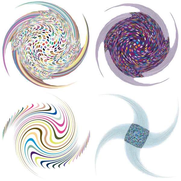 Conjunto Moteado Multicolor Espiral Colores Remolino Formas Giro Vórtice Forma — Vector de stock