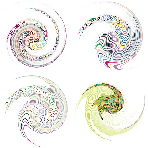 Conjunto Moteado Multicolor Espiral Colores Remolino Formas Giro Vórtice Forma — Archivo Imágenes Vectoriales