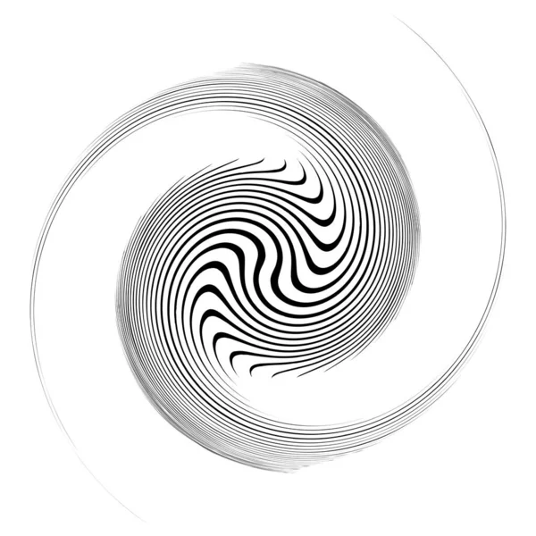 Monochrome Volute Vortex Shapes Twisted Helix Elements Rotation Spin Twist — Stock Vector