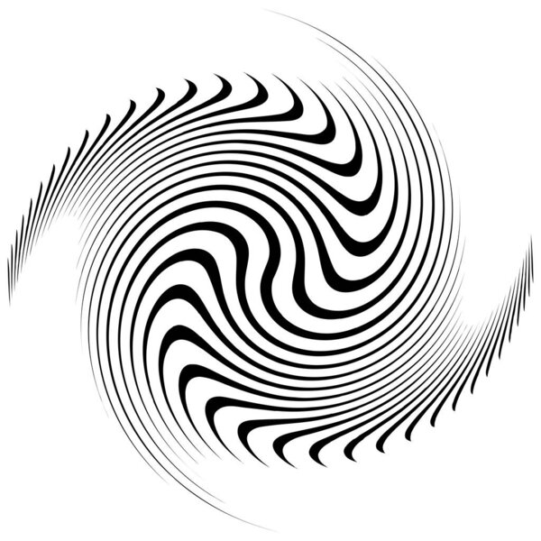 Monochrome volute, vortex shapes. Twisted helix elements. Rotation, spin and twist concept design