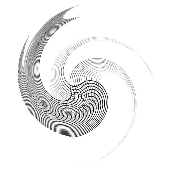 Monochrome Volute Vortex Shapes Twisted Helix Elements Rotation Spin Twist — Stock Vector