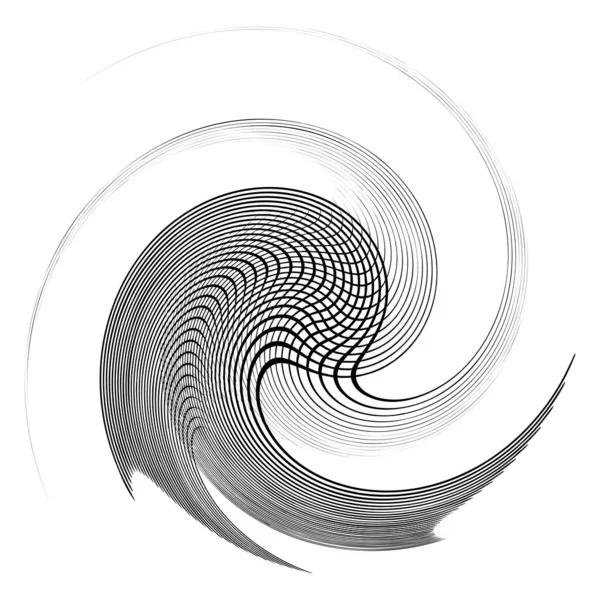 Monochrome Volute Vortex Shapes Twisted Helix Elements Rotation Spin Twist — Stock Vector