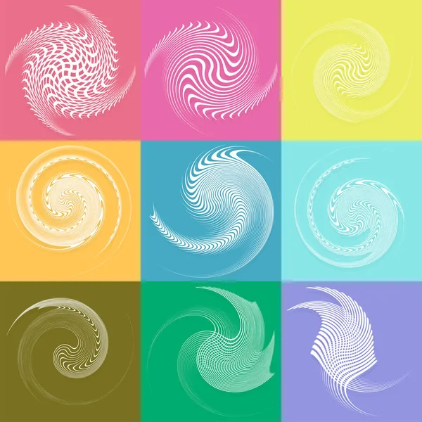 Set Bentuk Heliks Putih Spiral Keriting Dan Keriting Spiral Berputar - Stok Vektor
