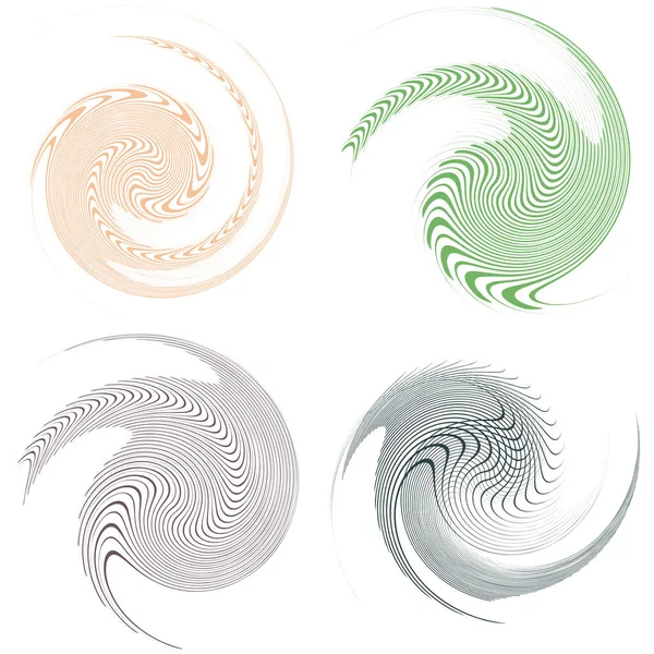 Set Single Colored Monochrome Twirl Swirl Shape Rotation Spin Spiral — Stock Vector