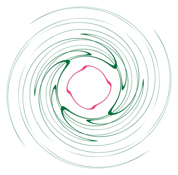 Einfarbiges Mehrfarbiges Und Farbenfrohes Spiral Wirbel Wirbelelement Verdreht Zyklisch Kreisförmig — Stockvektor