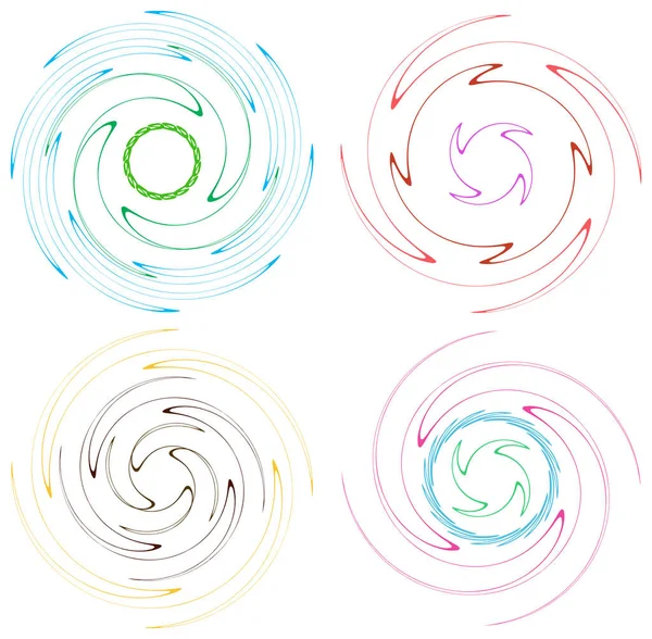 Set Von Gesprenkelten Mehrfarbigen Und Bunten Spiral Wirbel Wirbelformen Wirbel — Stockvektor