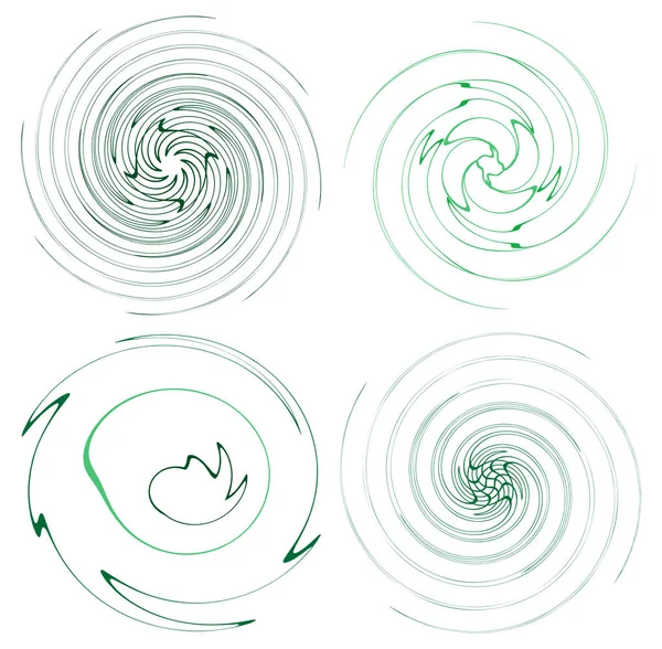Komplet Kolorowych Wielobarwnych Monochromatycznych Pierścieni Cykliczno Rowerowych Koncentrycznych Obrotowe Spirale — Wektor stockowy
