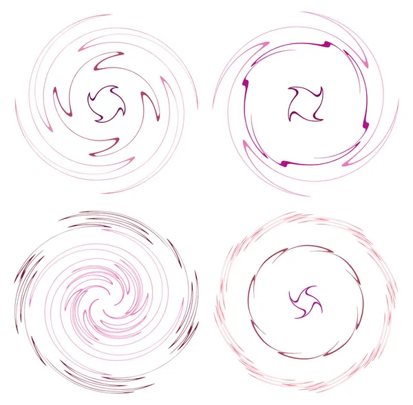 Satz Farbenfroher Mehrfarbiger Und Monochromer Zyklischer Zyklischer Konzentrischer Ringe Drehspiralen — Stockvektor