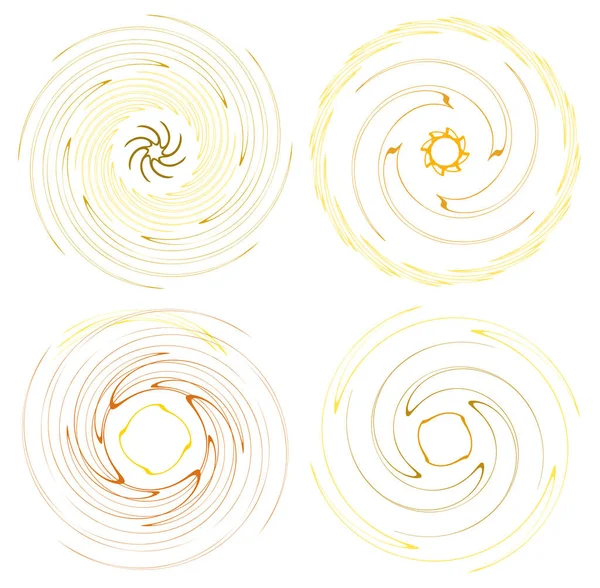 Conjunto Colores Multicolor Monocromo Cíclico Anillos Concéntricos Ciclo Espirales Giradas — Vector de stock