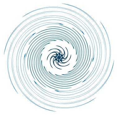 Monokrom döngüsel, döngüsel eşmerkezli halkalar. Dönen sarmal, girdap, girdap. soyut dairesel, dairesel döngü şekli, öge