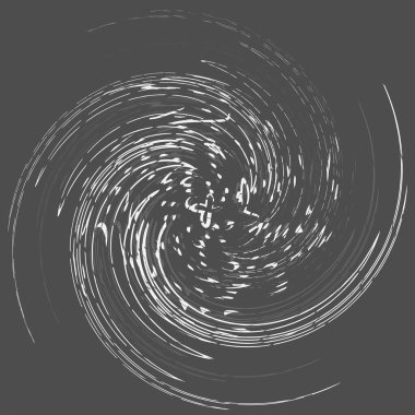 Leke, leke, grungy monochrome, siyah-beyaz volute, girdap şeklinde. Bükülmüş sarmal element. Döndürme, döndürme ve bükme konsepti tasarımı. Soyut gri pullu spiral, girdap, girdap çizimi