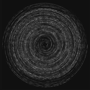 Leke, leke, grungy monochrome, siyah-beyaz volute, girdap şeklinde. Bükülmüş sarmal element. Döndürme, döndürme ve bükme konsepti tasarımı. Soyut gri pullu spiral, girdap, girdap çizimi