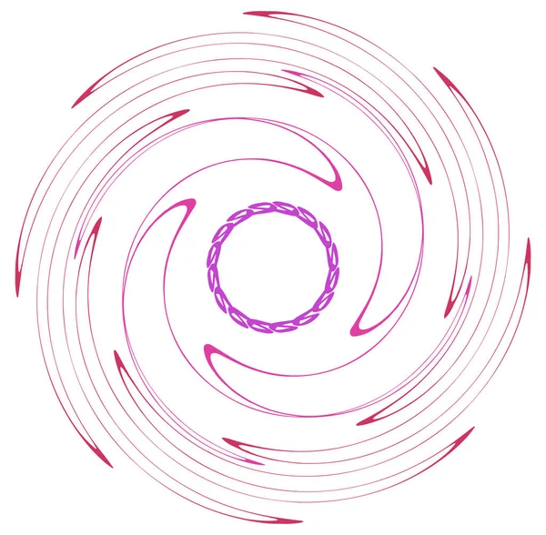 Monokroma Cykliska Cykel Koncentriska Ringar Snurrad Spiral Virvel Virvel Abstrakt — Stock vektor