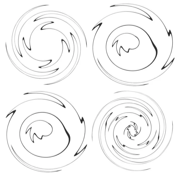 Set Vortice Bianco Nero Forme Volute Elementi Elicoidali Contorti — Vettoriale Stock