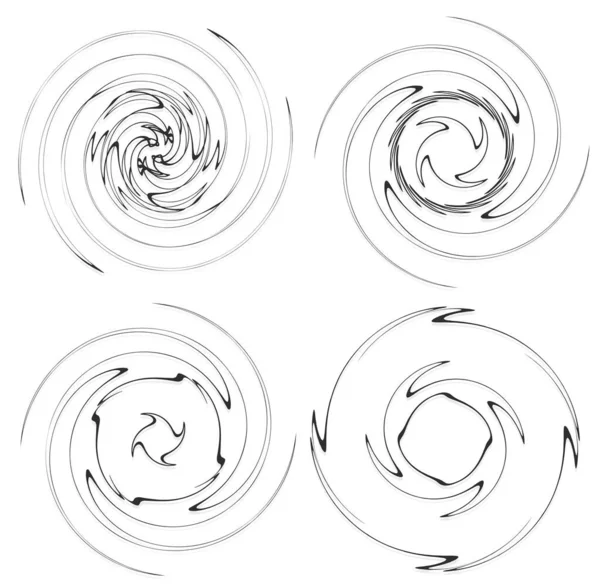 Set Vortice Bianco Nero Forme Volute Elementi Elicoidali Contorti — Vettoriale Stock