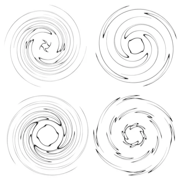 Set Aus Schwarzen Und Weißen Wirbeln Voluminöse Formen Verdrehte Helixelemente — Stockvektor