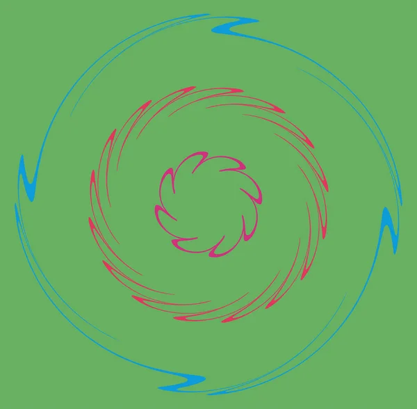 Einfarbiges Mehrfarbiges Und Farbenfrohes Spiral Wirbel Wirbelelement Verdreht Zyklisch Kreisförmig — Stockvektor