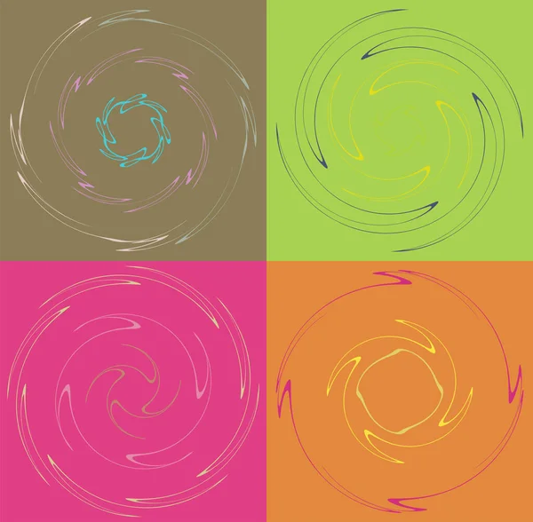 Conjunto Moteado Multicolor Espiral Colores Remolino Formas Giro Vórtice Forma — Vector de stock