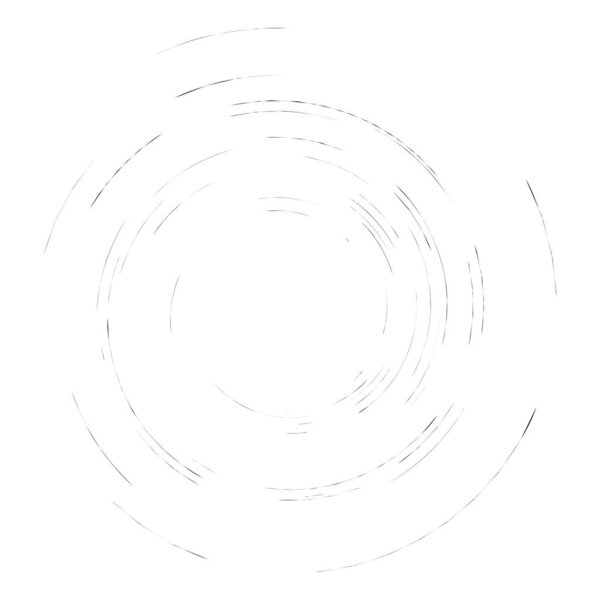 Smudge, smear, grungy monochrome, black and white volute, vortex shape. Twisted helix element. Rotation, spin and twist concept design. Abstract greyscale spiral, swirl, twirl illustration