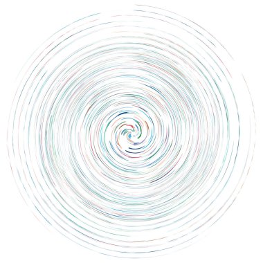 Tek noktalı, çok renkli ve renkli spiral, girdap, dönme elementi. Bükülmüş döngüsel, dairesel ve dairesel, yayılan girdap, volt şekilli