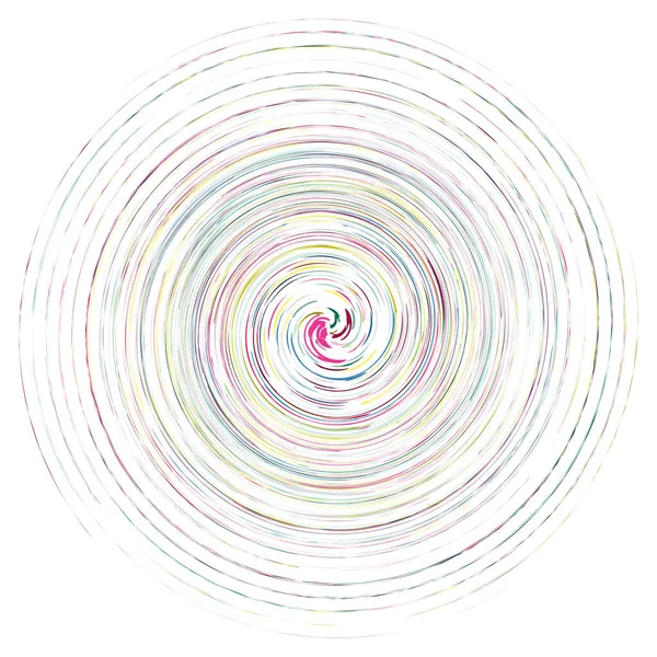 Einfarbiges Mehrfarbiges Und Farbenfrohes Spiral Wirbel Wirbelelement Verdreht Zyklisch Kreisförmig — Stockvektor