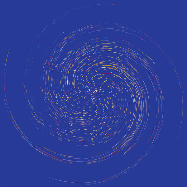 Single mottled, multi-color and colorful spiral, swirl, twirl element. Twisted cyclic, circular and radial, radiating whorl, volute shape