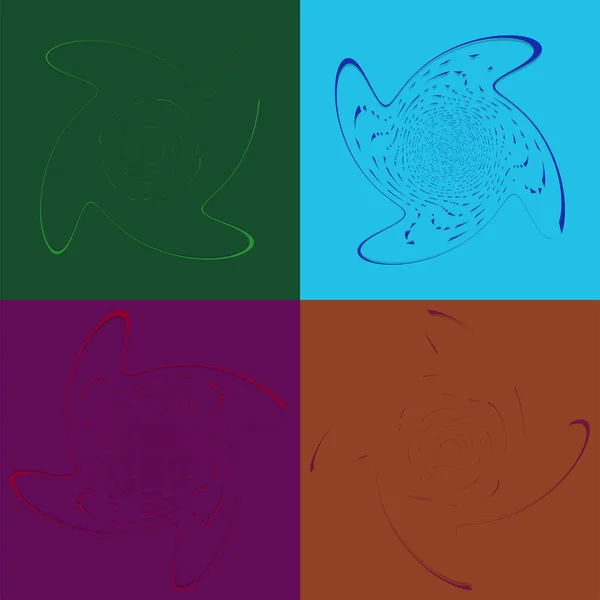 Набір Дуотонів Фігурних Котушкових Звивистих Форм Вихрові Шпалери Обертаються Концентричній — стоковий вектор