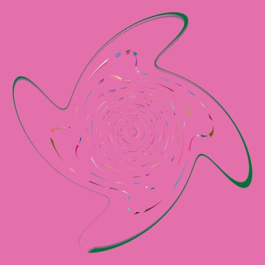 Tek noktalı, çok renkli ve renkli spiral, girdap, dönme elementi. Çarpık döngüsel, dairesel ve dairesel, ışınımlı girdap, renkli arkaplan üzerinde volt şekli, arka plan