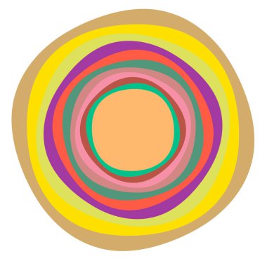 Kremsi, pastel lekeli, rengarenk, çok renkli, farklı şekillerde çemberler. Dönen sarmal, girdap, girdap ya da girdap. soyut geometrik dairesel, dairesel döngü şekli, element