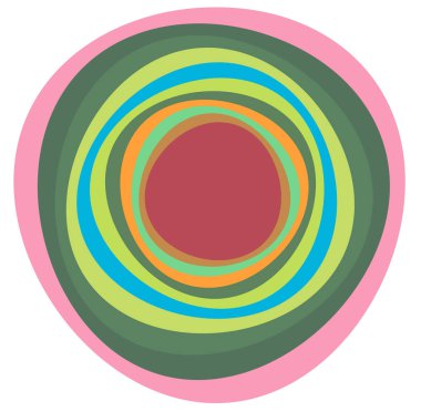 Kremsi, pastel lekeli, rengarenk, çok renkli, farklı şekillerde çemberler. Dönen sarmal, girdap, girdap ya da girdap. soyut geometrik dairesel, dairesel döngü şekli, element