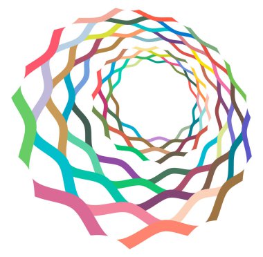 Kremsi, pastel lekeli, rengarenk, çok renkli, farklı şekillerde çemberler. Dönen sarmal, girdap, girdap ya da girdap. soyut geometrik dairesel, dairesel döngü şekli, element