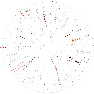 Rastgele noktalar, çemberler soyut. Benekler, noktalı radyal, yayılan, dairesel geometrik çizimler. Puantiye, nokta listesi, noktalama tasarım elementi