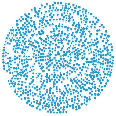 Rastgele noktalar, çemberler soyut. Benekler, noktalı radyal, yayılan, dairesel geometrik çizimler. Puantiye, nokta listesi, noktalama tasarım elementi