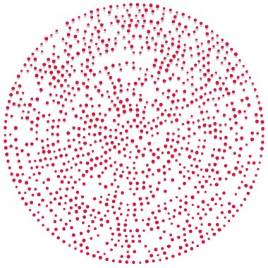 Rastgele noktalar, çemberler soyut. Benekler, noktalı radyal, yayılan, dairesel geometrik çizimler. Puantiye, nokta listesi, noktalama tasarım elementi
