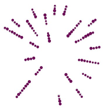 Rastgele noktalar, çemberler soyut. Benekler, noktalı radyal, yayılan, dairesel geometrik çizimler. Puantiye, nokta listesi, noktalama tasarım elementi