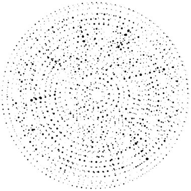 Rastgele noktalar, çemberler soyut. Benekler, noktalı radyal, yayılan, dairesel geometrik çizimler. Puantiye, nokta listesi, noktalama tasarım elementi