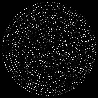 Rastgele noktalar, çemberler soyut. Benekler, noktalı radyal, yayılan, dairesel geometrik çizimler. Puantiye, nokta listesi, noktalama tasarım elementi