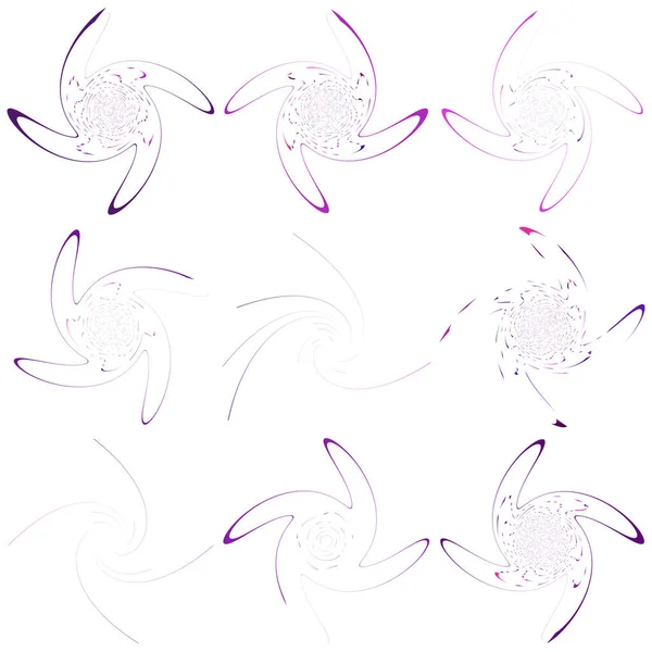 Ensemble Anneaux Cycliques Multicolores Monochromes Cycle Concentrique Spirales Tournantes Tourbillons — Image vectorielle