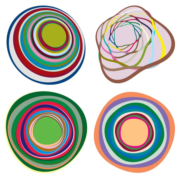 Set Bintik Bintik Multi Warna Dan Penuh Warna Spiral Berputar - Stok Vektor