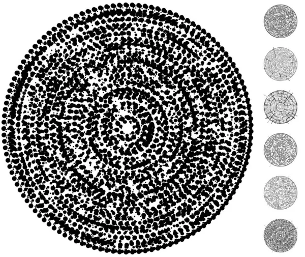 Puntos Aleatorios Círculos Abstractos Speckles Radial Punteada Radiante Ilustración Geométrica — Archivo Imágenes Vectoriales