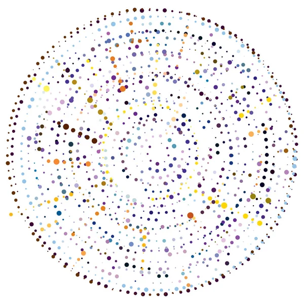 Pontos Aleatórios Círculos Abstratos Speckles Radial Pontilhado Irradiando Ilustração Geométrica —  Vetores de Stock
