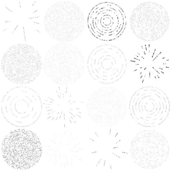 Losowe Kropki Kręgi Abstrakcyjne Kropla Promieniowa Promieniująca Okrągła Ilustracja Geometryczna — Wektor stockowy