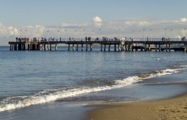 İskelede Baltık Denizi, Gdask, Polonya 