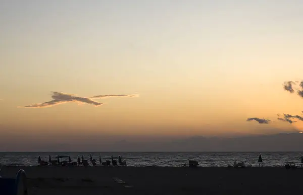 Zonsondergang Het Strand Albanië — Stockfoto