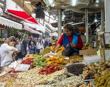 Jerusalem, Israel - 12/15/2019: fruits market, main street.