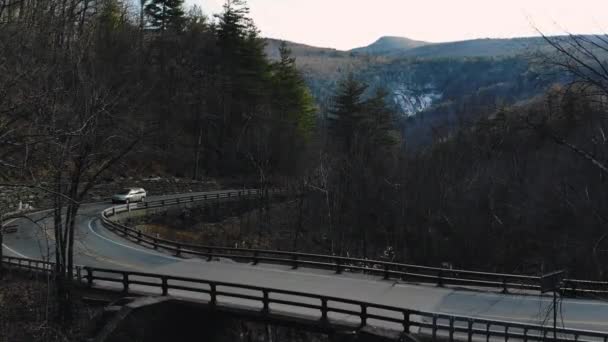 Car Passing Mountain Bridge — Stock Video