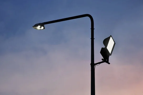 Background silhouette of Electric poles provide light. Concept - guide,hope,quiet,lonely,Life — Stock Photo, Image