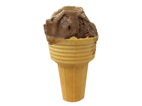 Ice cream cone chocolate melt isolated white background Stock Image